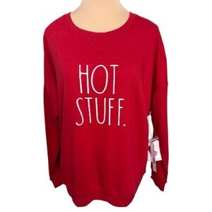 Rae Dunn Red “Hot Stuff.” Sweatshirt Size Large NWT